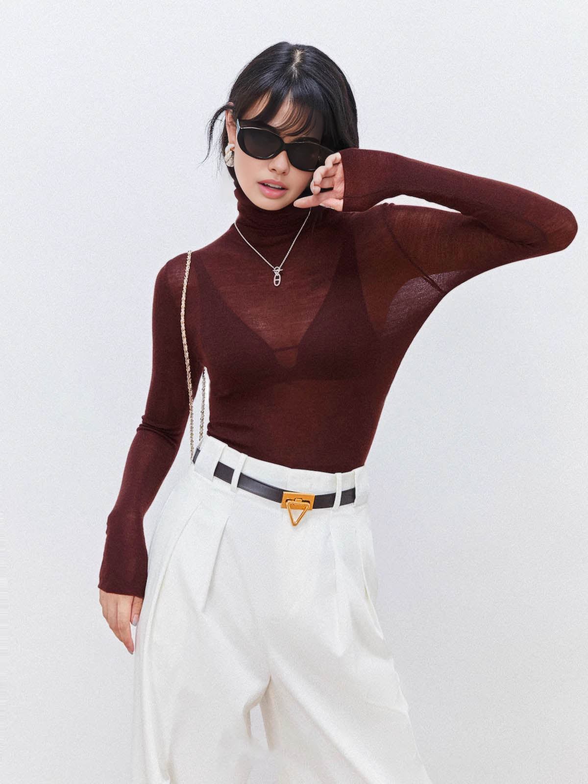 Wool Polyester Knit Top with Medium Stretch for Events and Everyday Wear
