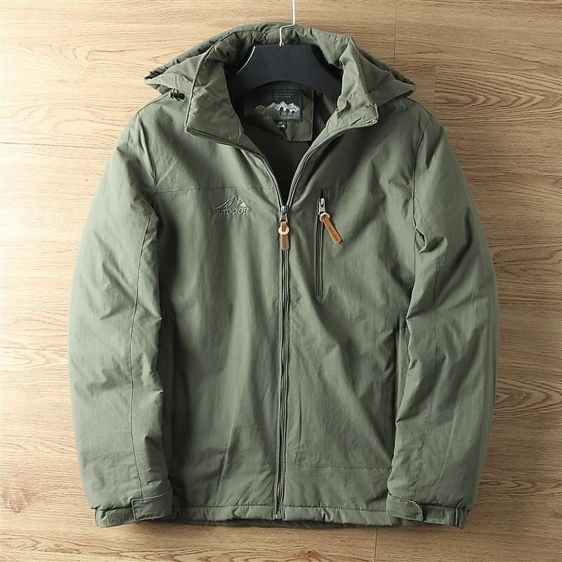 Full Zip Hooded Jacket with Drawstring Hood and Lined Interior, Wind Resistant