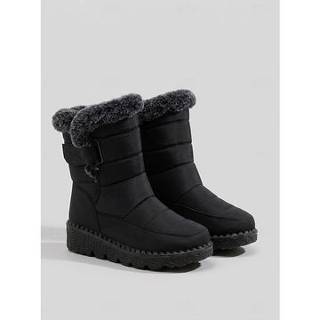 Mid Ankle Winter Boots with Side Fastening and Cushioned Footbed, Quilted Exterior