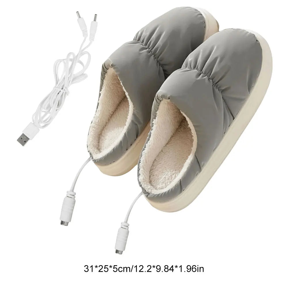 USB Heated Slippers with Plush Interior and Stretchy Fit