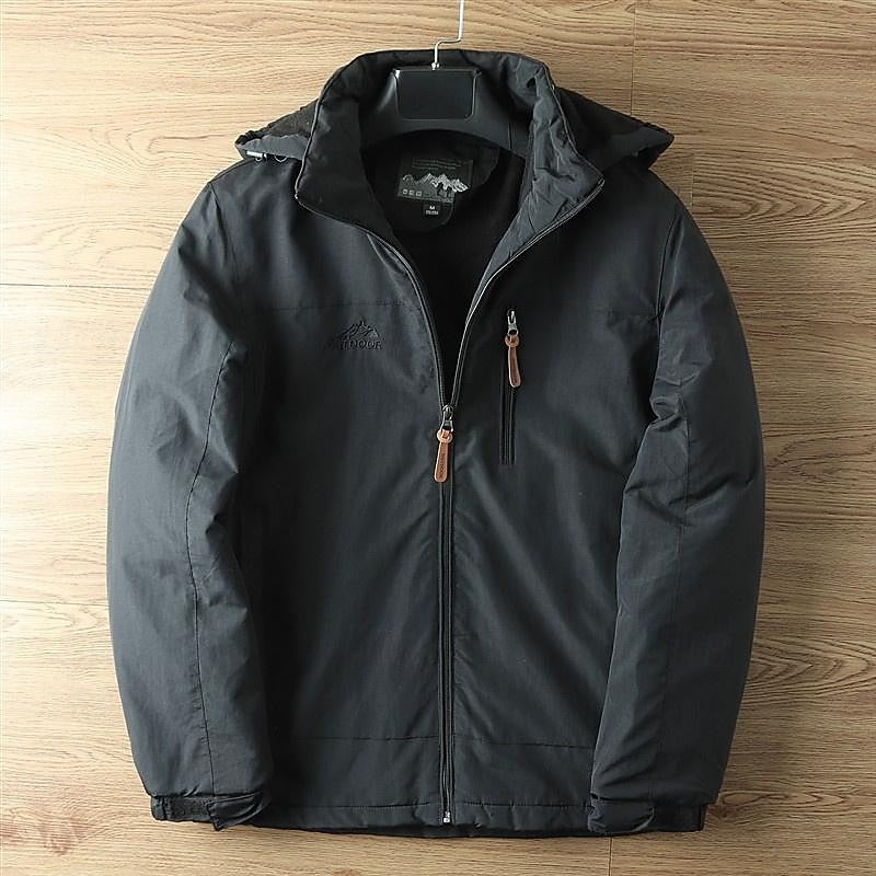 Full Zip Hooded Jacket with Drawstring Hood and Lined Interior, Wind Resistant